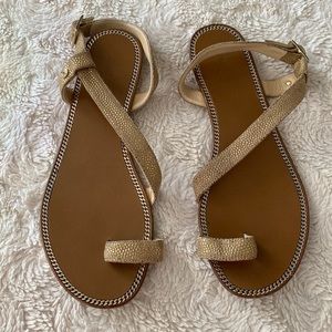 Jimmy Choo Leather Chain-link accents T-strap Sandals